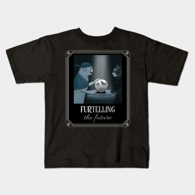 Crystal Ball Reveals a Cat's Future - funny cartoon drawing Kids T-Shirt by Crystal Raymond